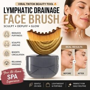 Lymphatic Drainage Face Brush Sculpting Jawline Contour Tool Anti Puff Massager